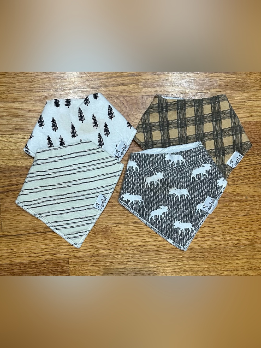 Copper Pearl Woodland Bandana Bib Set of 4